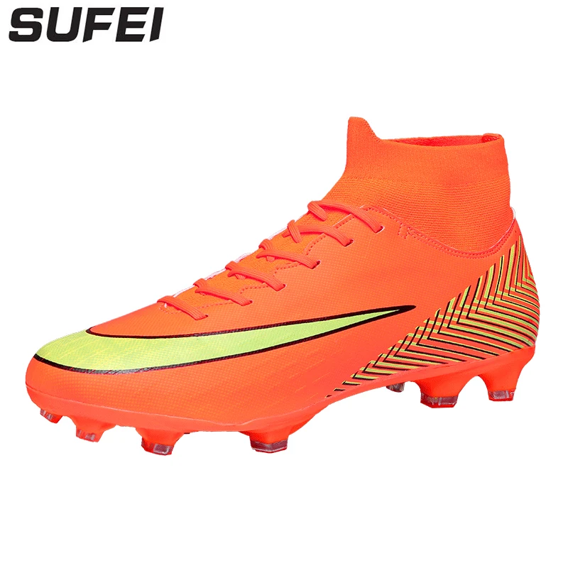 

sufei Professional Football Boots Men 2018 FG Soccer Shoes Superfly 360 Outdoor Kids High Ankle Training Cleats Sport Sneakers