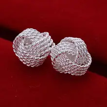 Free Shipping Wholesale summer style silver plated earrings for women Tennis net web stud earing cuff Fashion jewelry