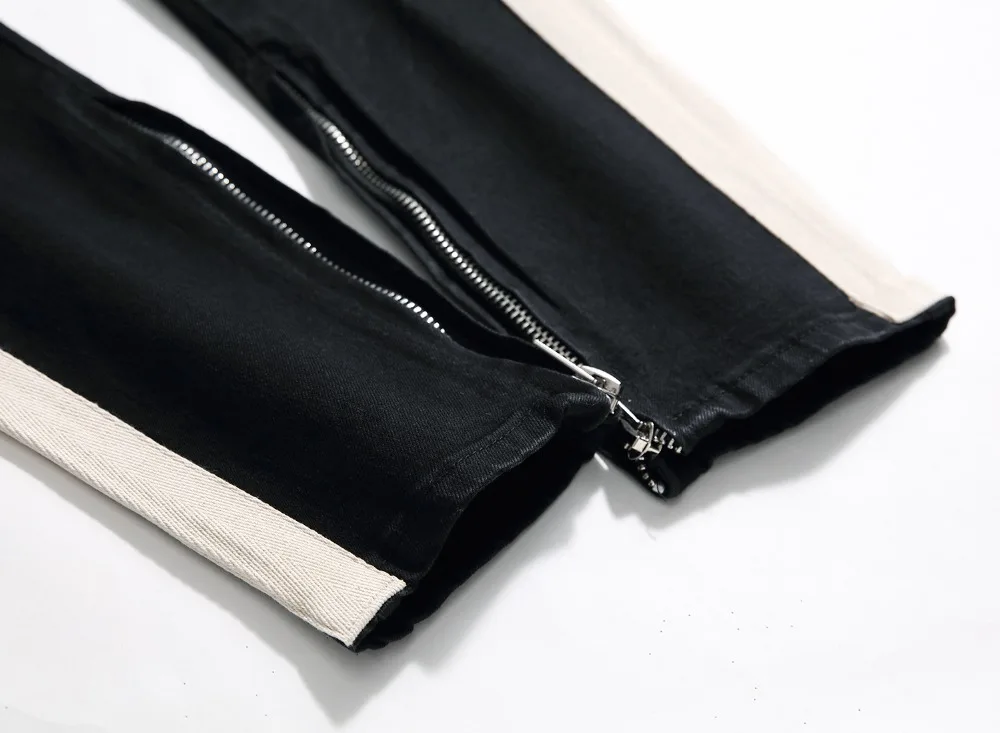 В стиле "хип-хоп" Черно-мужские джинсы синего цвета уличная одежда в стиле хип-хоп личности Качественный хлопок удобные рваные swag мужские брюки из денима