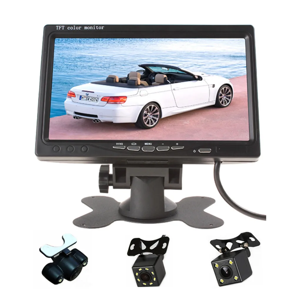 

Car Monitor 7" screen Headrest monitor parking assistance 2 AV input Remote control,Wired or Wireless rearview camera optional