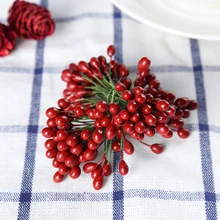100 шт., Рождественское украшение, искусственные красные ягоды Холли, 8 мм, домашняя гирлянда, реалистичный внешний вид, украшения для праздника, события