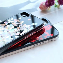 10 шт. Жидкий чехол для iPhone 7 5s 6 6s plus Блеск Любовь Сердце динамический Мягкий край Жесткий ПК Прозрачный задний цветные Чехлы fundas
