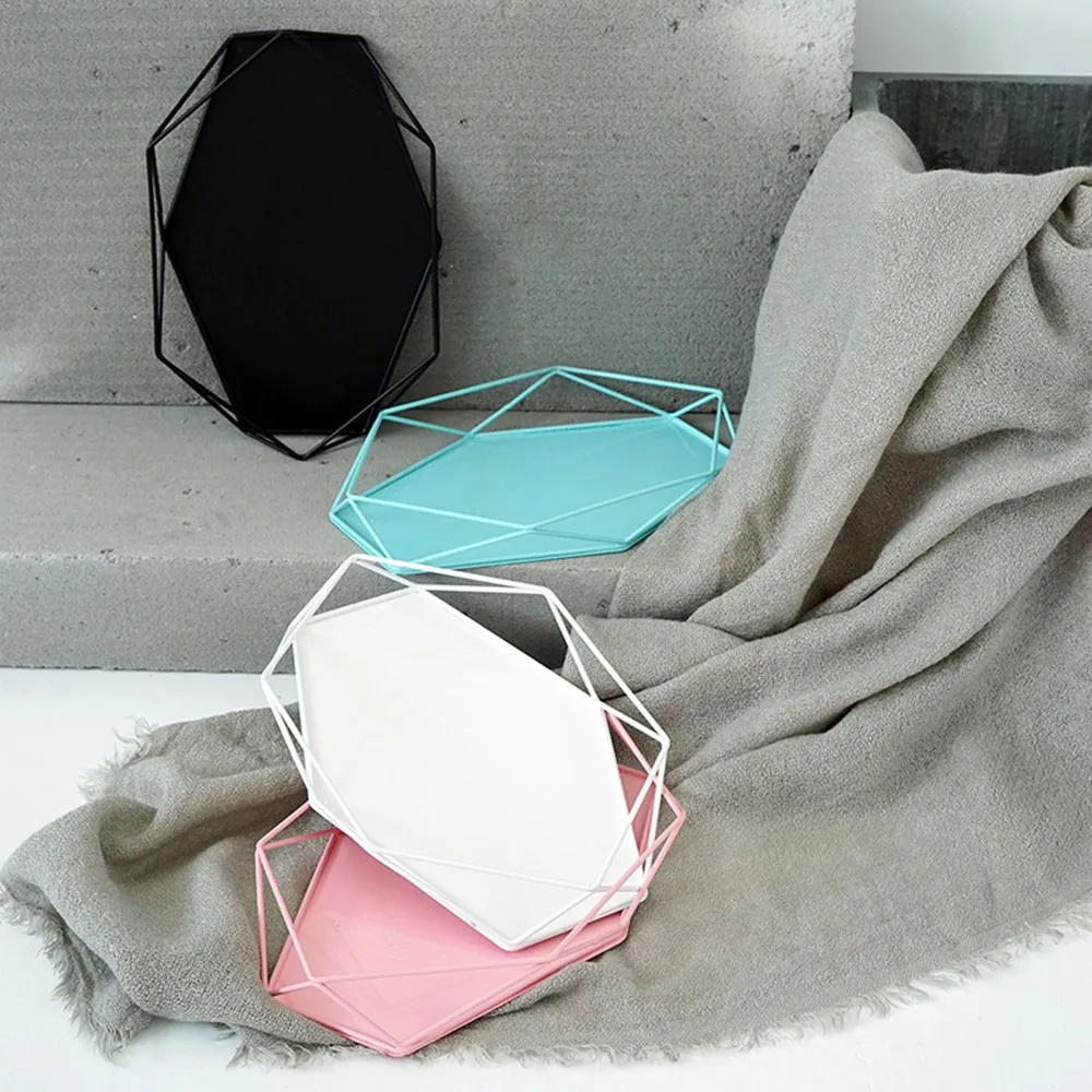 

Nordic Style Storage Tray Home Decoration Fruit Debris Tray Geometric Storage Plate Jewelry Plate Jewelry Display Photo Props