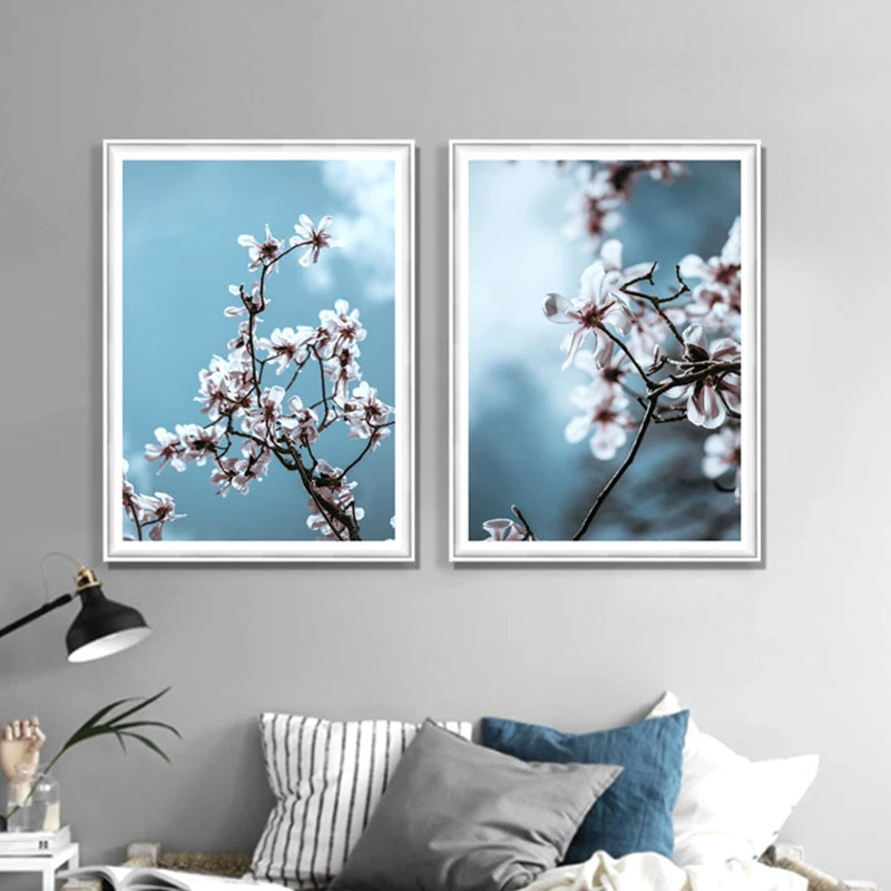 Aliexpress.com : Buy Flower canvas wall art painting Blue white home