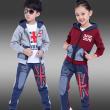 Г., Осенняя детская одежда Комплекты для мальчиков и девочек тонкие спортивные костюмы для мальчиков с длинными рукавами и капюшоном, Детские комплекты комплект из 3 предметов