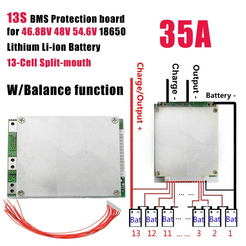 13S 35A 48V литий-ионный аккумулятор 18650 Защитная плата с ячейками Bms Pcb защита баланс интегральные схемы плата