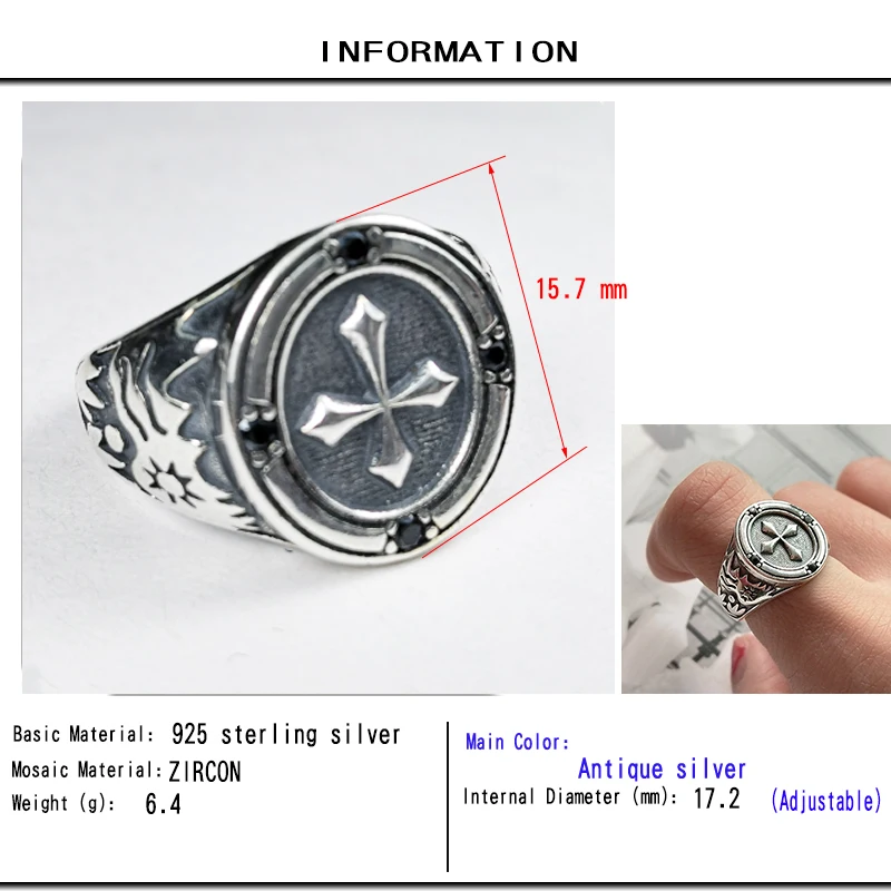 Кольцо с окисленным крестом, Твердое Серебро 925 пробы, ювелирное изделие для женщин, Ретро стиль, подарок, круглый щит, широкое лицо, религия, литое кольцо