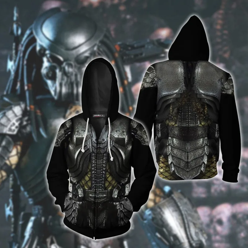 Для мужчин и женщин с длинным рукавом Alien Vs Predator 3D принт Косплей Costum повседневные толстовки куртки на молнии толстовки уличная одежда пальто Топы