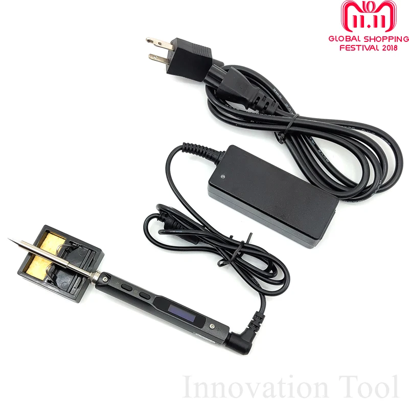 

TS100 65W Mini Electric Soldering Iron Kit Digital OLED Display Temperature Adjustable with Solder Stand 40W Power Supply B2 Tip