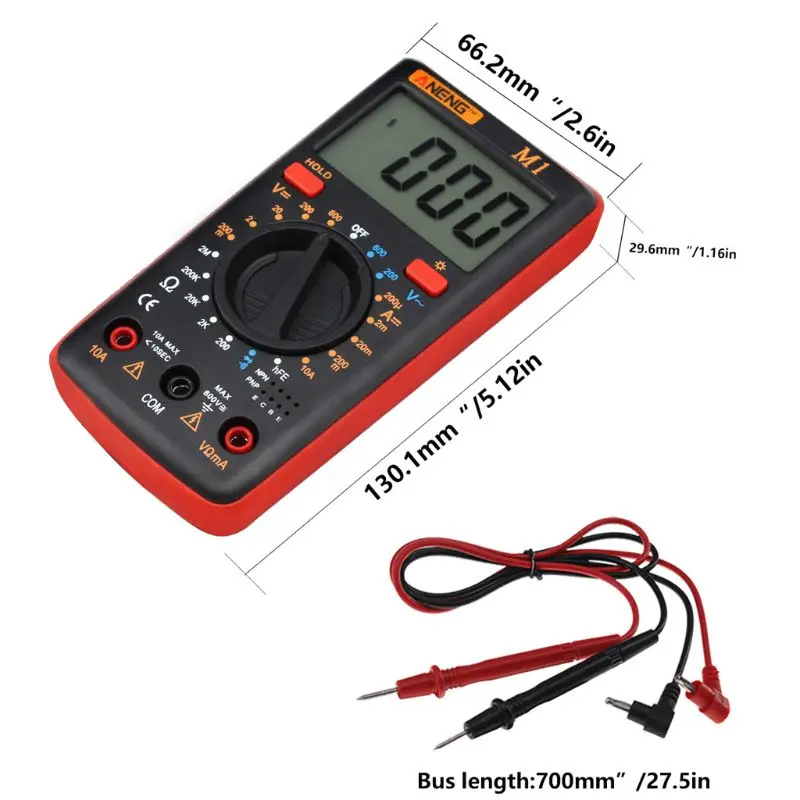 

Handheld Digital Multimeter AC/DC Voltage Current Resistance Transistor Continuity Test
