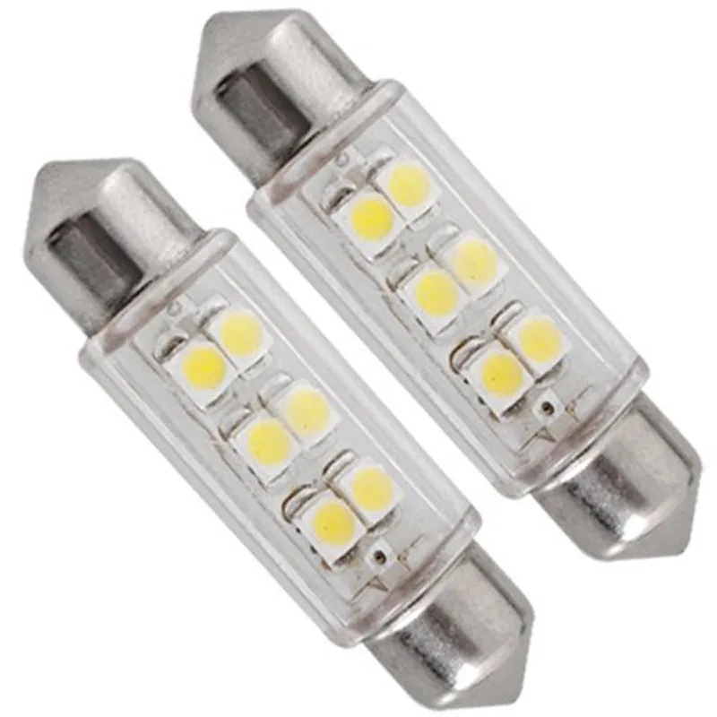

2PC Superled 39mm SMD 6 LED Car Festoon Dome Light Bulbs White 12V 3W 6pcs 5050 SMD LEDs 10000-50000 Hours Dome Light