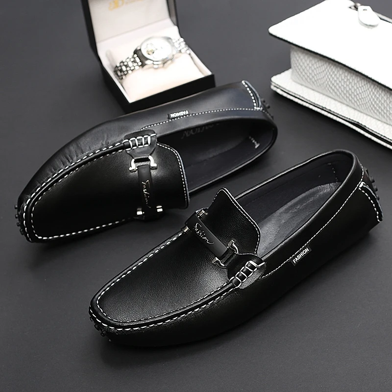 Misalwa 47 White Blue Men Loafers Split Leather Men Casual Shoes Luxury Brand Light Soft Moccasins Breathable Slip on Male Flats
