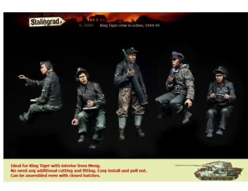 

New Unassembled 1/35 King Tiger Crew in Action (5 figures) (NO TANK) Resin Kit DIY Toys Unpainted resin model