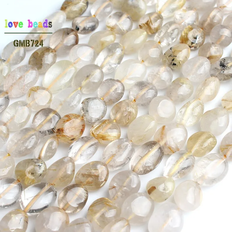 

8-10mm irregular natural gold rutilated quartz gems beads for jewelry making diy bracelet 15inches Strand