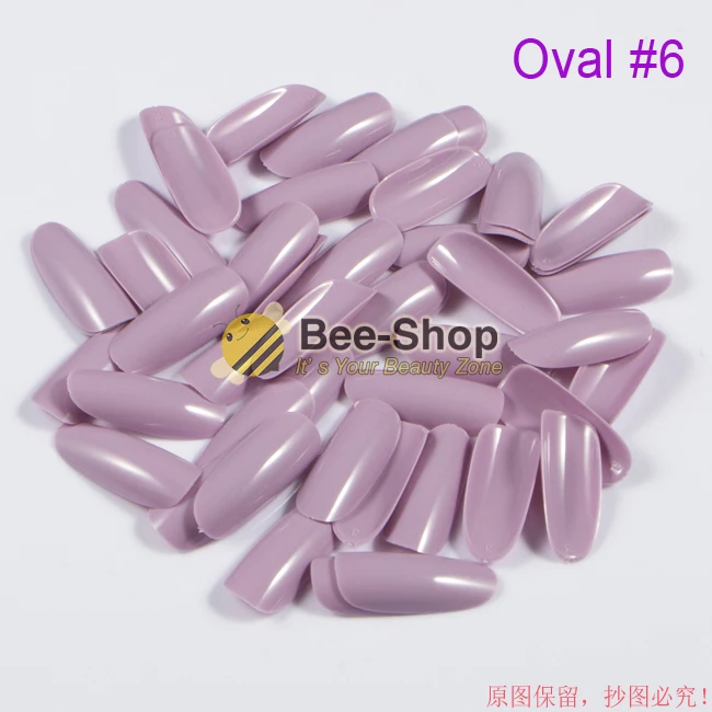 

500pcs/pack Light Purple Oval Nail Tips Full Cover French Nail Art Tips Acrylic Fake Nail Tips Unghie Finte False Tips