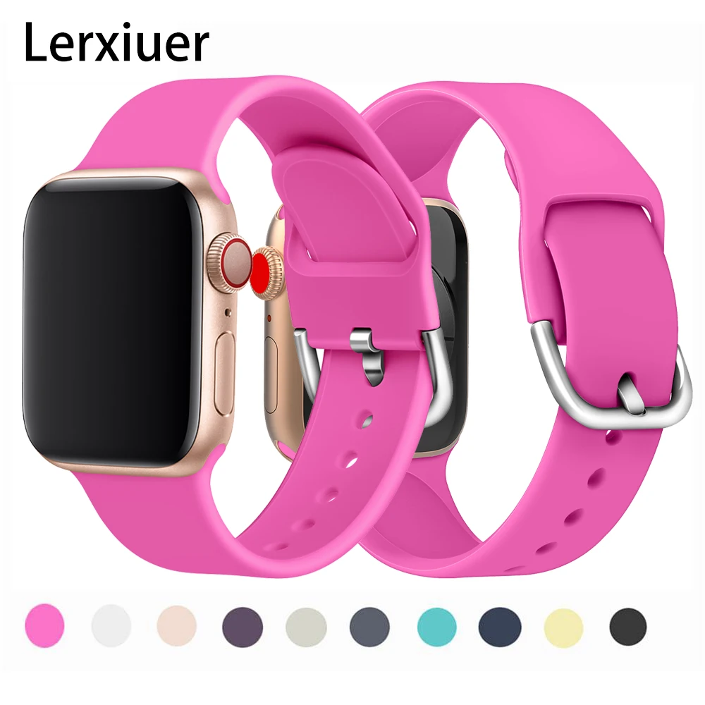 

Band for Apple watch strap 4 44mm 40mm iWatch band 42mm 38mm Soft Colorful Silicone bracelet Apple watch 4 3 2 1 Accessories