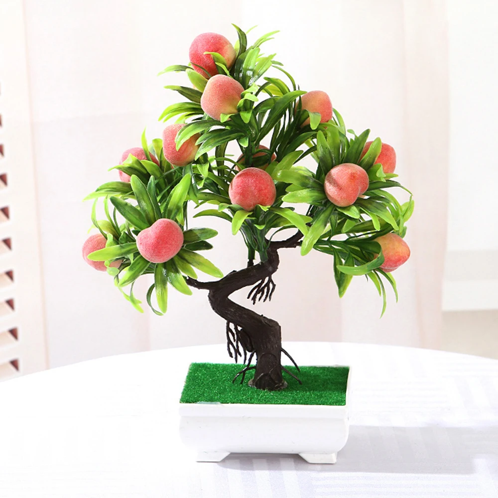 

Artificial Fruit Bonsai Plants Apple Orange Fruit Tree Potted For Home Living Room Decoration Flower Set Shop Hotel Party Decor