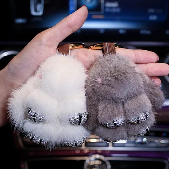 キーリングキーホルダー車折りたたみキーリング手の象眼細工のクリスタルリトルスワンクリスタル亜鉛合金ステンレス鋼