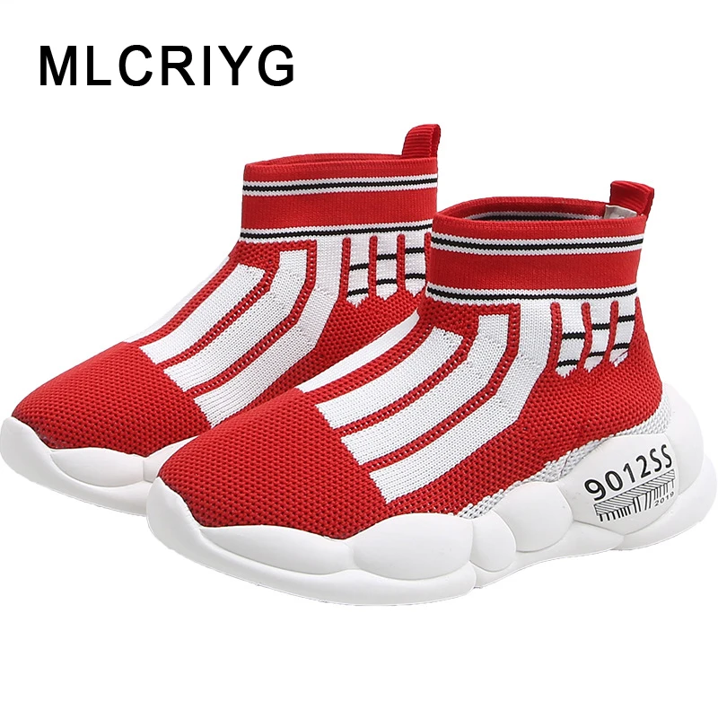 

New 2019 Autumn Kids Sock Shoes Baby Boys Casual Sneakers Children Black Chunky Sneakers Girls High Top Sport Sneakers Trainers