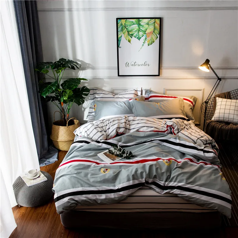 4PCS bedding set 2018 new 100% cotton bed duvet cover sheet pillowcase sets bedclothes for | Дом и сад