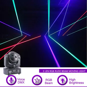 

Sharelife Mini 3 Lens RGB Shark Moving Rude Beam DMX Laser Light Professional Home Gig Party DJ Stage Lighting Sound Auto H-1D