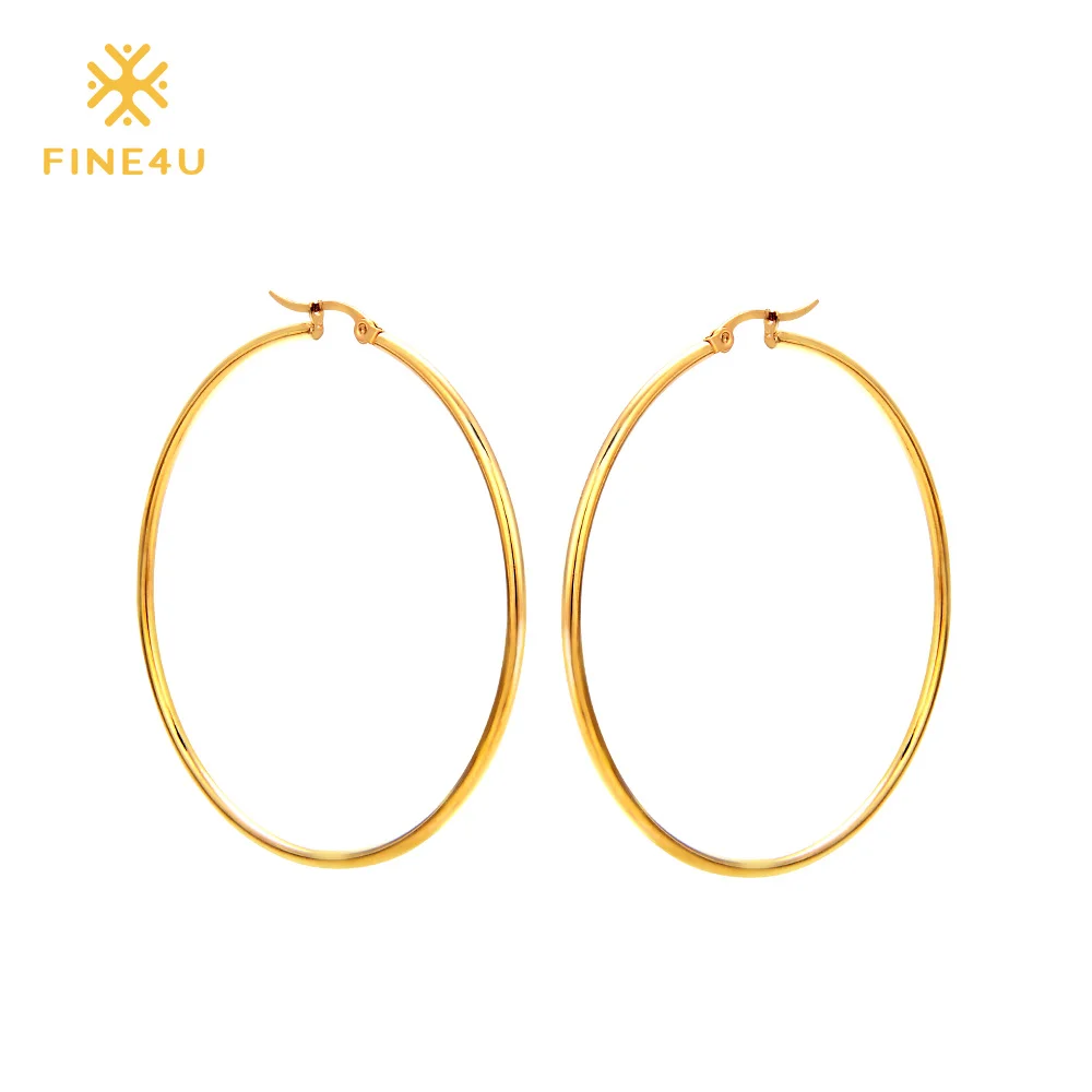 Новинка 2018 серьги кольца из нержавеющей стали FINE4U E005 316L большие круглые для