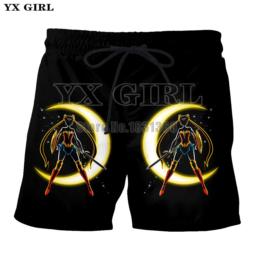 YX GIRL Быстрый драй Сейлор Мун печати 3d Простые повседневные мужские/женские шорты с принтом повседневные пляжные шорты Прямая
