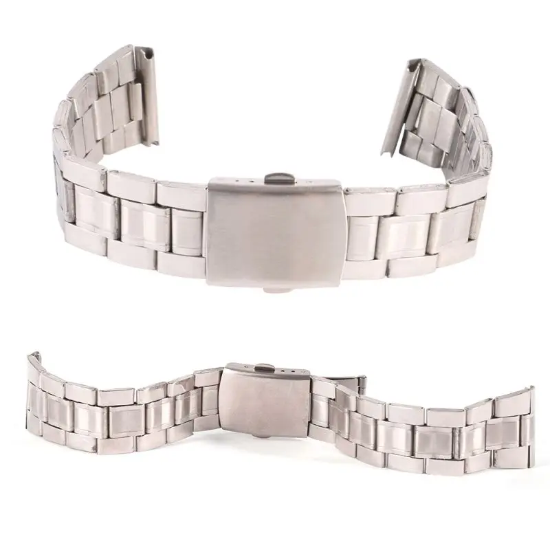 Новейшая мода браслет для часов из нержавеющей стали браслет из нержавеющей стали Ширина 18 мм/20 мм/22 мм плоская застежка кнопка ремешок для часов - Цвет ремешка: Серебристый