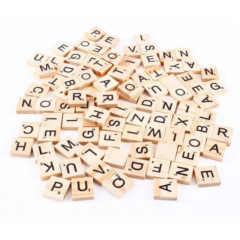 

100 pcs/set English Letter Puzzle Board Game Interactive Intelligence Education Wooden Game DIY Game Accessories