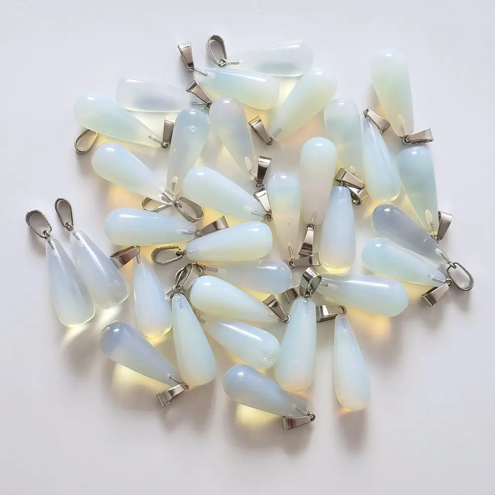 Горячая Мода натуральный камень кулон в форме капли воды Кулон Смешанные ожерелья для изготовления ювелирных изделий Шарм 50 шт./лот - Окраска металла: opal stone