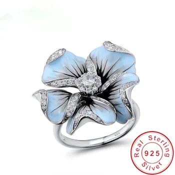 

Charming Female Flower ring 925 Sterling silver Bijou AAAAA cz Wedding Band Rings for women Bridal Fashion Party Jewelry