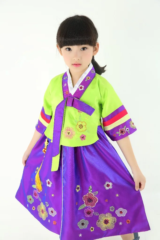 Korean Cultural Dress Robe Hanbok Kids Girl Ethnic Stage Costume in Dresses from Mother & Kids