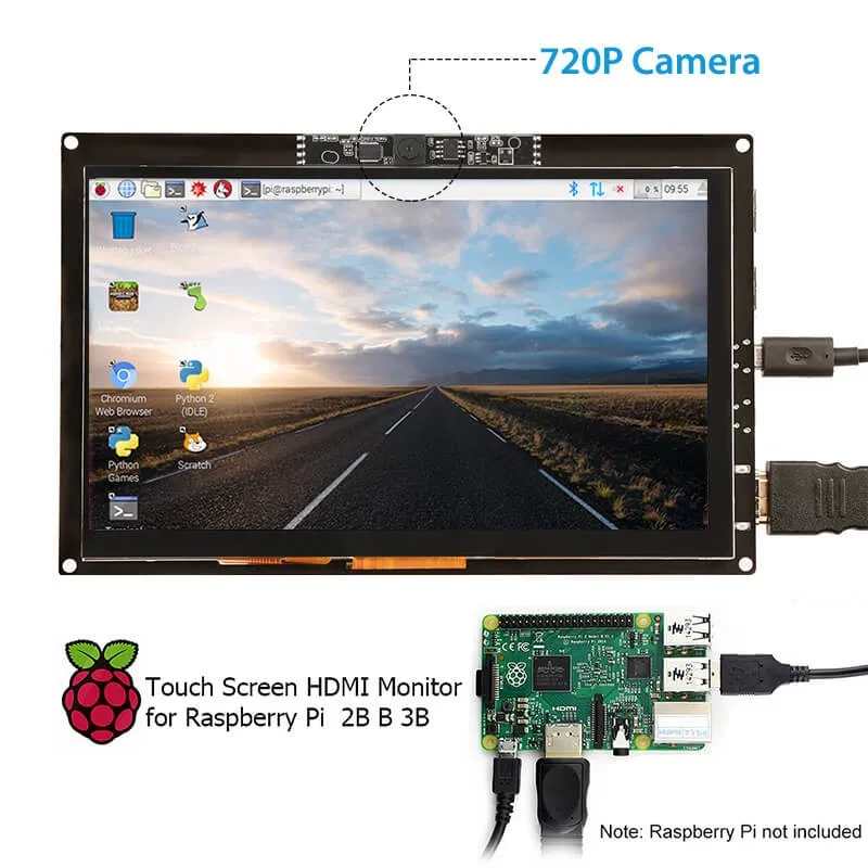 Elecrow 7 дюймов 1024X600 емкостный сенсорный экран с камерой 720P для Raspberry Pi MacBook Pro Windows 10 ЖК-модуль Дисплей