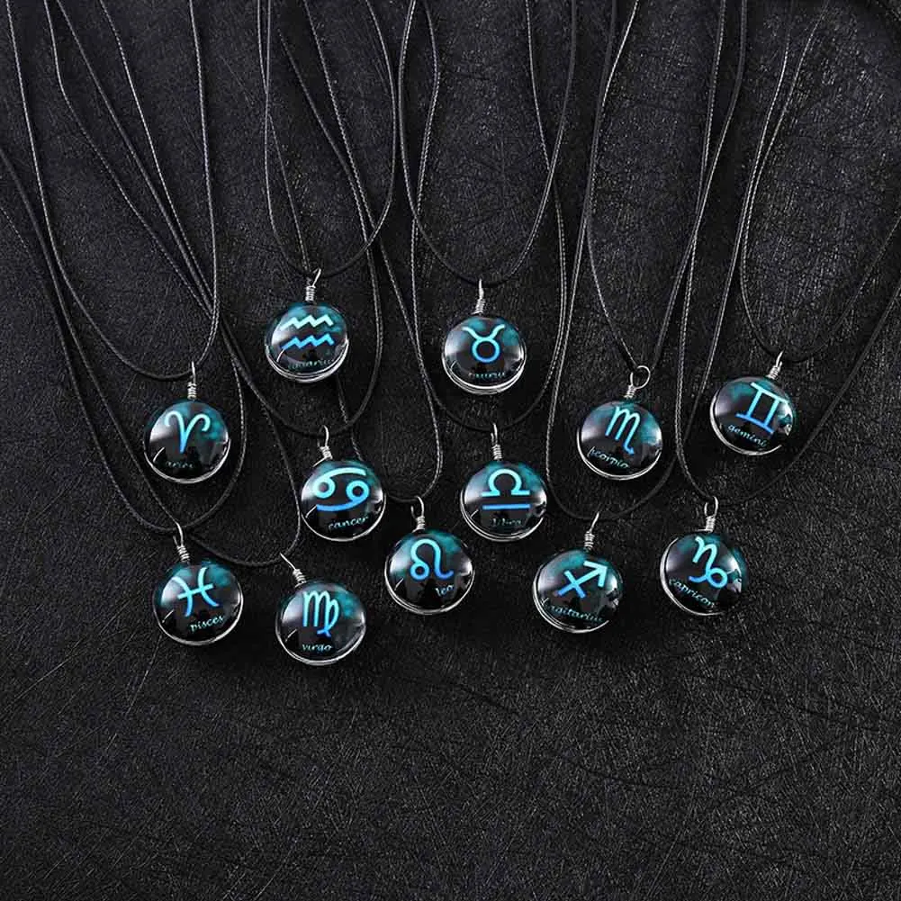 

Hot sale 12 constellations Time Gems Necklace Pendant Zodiac Jewelry for Friends Best magic Christmas Gifts can dropshiping
