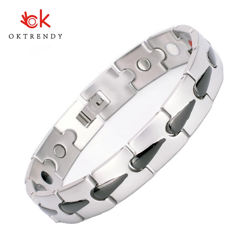 

Oktrendy Magnetic Hematite Bracelet Men's Health Bracelets with Hook Buckle Clasp Therapy Bangles Man Health Care Jewelry