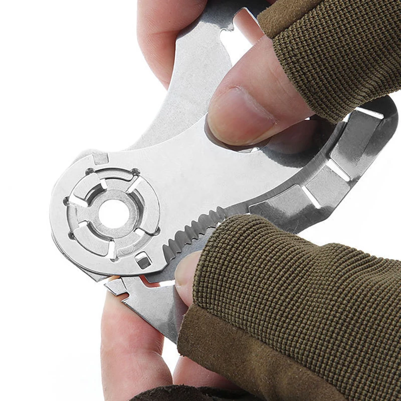 Открытый самообороны карманные ножи EDC инструменты монета круглый стальной складной нож Портативный брелок для устройства кулон ручной инструмент
