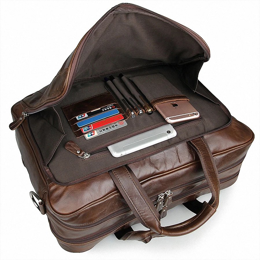 Мужской классический портфель из натуральной кожи, деловая офисная 17 дюймовая сумка для ноутбука, сумка-портфель, сумка на плечо LI-1266