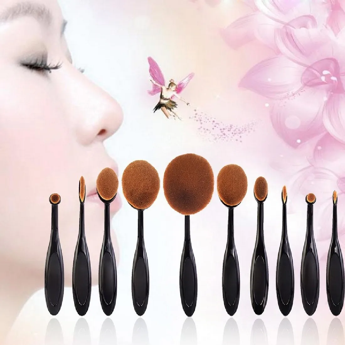 

10pcs Pro Toothbrush Makeup Oval Brush Set Multipurpose Makeup Brushes Set Super Nice Toothbrush Makeup Brush
