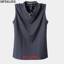 MFERLIER Новые Большие размеры 6XL 7XL 8XL мужские майки хлопковые топы футболки черные темно-синие без рукавов Свободные серые простые зеленые
