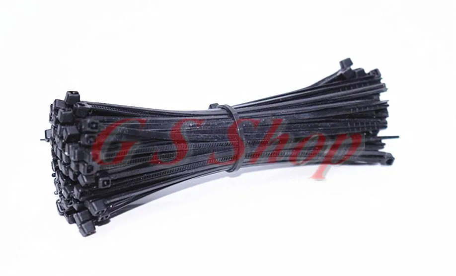 100/лот 3*250 мм ширина 2,5 мм Красочные Заводские стандартные самоблокирующиеся пластиковые нейлоновые кабельные стяжки, проволочные стяжки на молнии 3x250 - Цвет: black