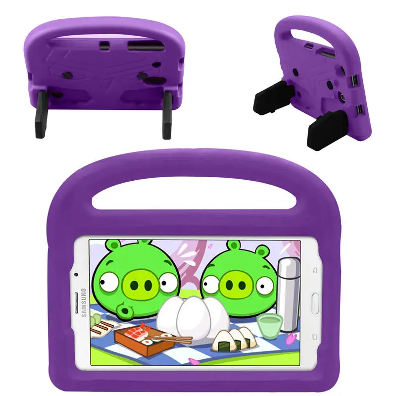 Дети Shockroof чехол для samsung Tab 4 T330 Tab A 8,0 дюймов sm-t380 T385 EVA пена планшет сумка с ручкой Стенд Крышка - Цвет: Purple