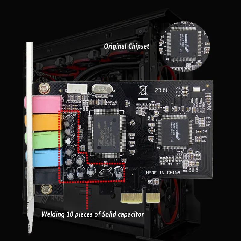 Pcie-express expande la tarjeta PCIe 5.1CH Adaptador convertidor de tarjeta de sonido compatible con ordenador PC/escritorio con de alto rendimiento