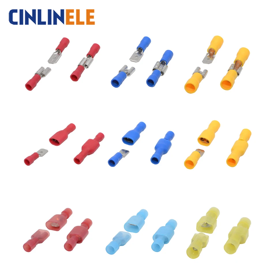 

100Pieces 50Set Wire electrical Connector Male Female Crimp Insulation Nylon Cable Terminal MDD FDD Car Terminator FDFD FDFN