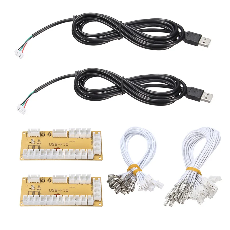 

2 Players DIY Zero Delay Arcade USB Encoder PC To Joystick Replacement Parts USB Cable Encoder Board +Push Buttons Wire Cables