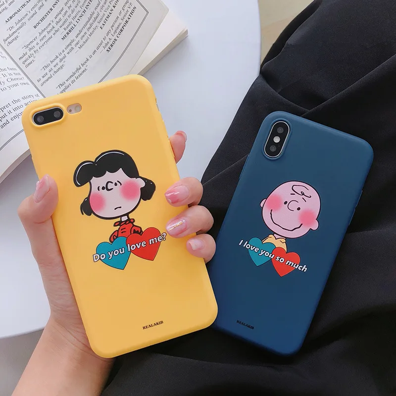 Милый чехол для телефона с рисунком Charlie Brown iPhone 7 Puls 6 6S 8 X Xs XR Xsmax мягкий
