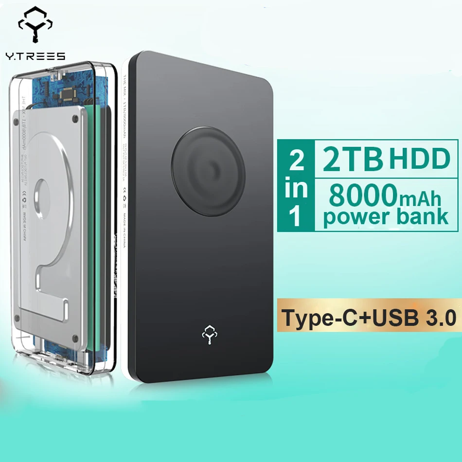 

Supersonic USB 3.0 External Hard Drive 8000mAh Power Bank 2 in 1 Externo Disco HD Disk 1TB 2TB Storage Devices Laptop Desktop
