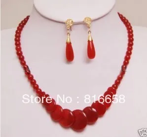

Hot sell Noble- FREE SHIPPING>>@> Free shipping@@AAA Red * fashion jewelry necklace Earring Sets Natural jewelry