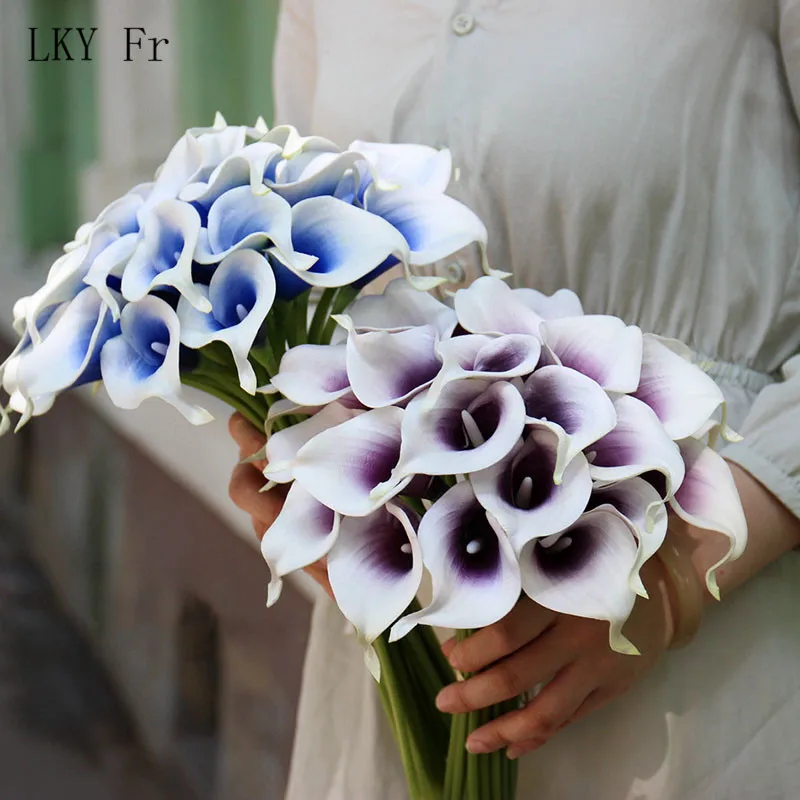 

9pcs/lot Real Touch Calla Lily Artificial Flower Bridal Wedding Bouquet Fake Flower for Home Party Festival Christmas Decoration