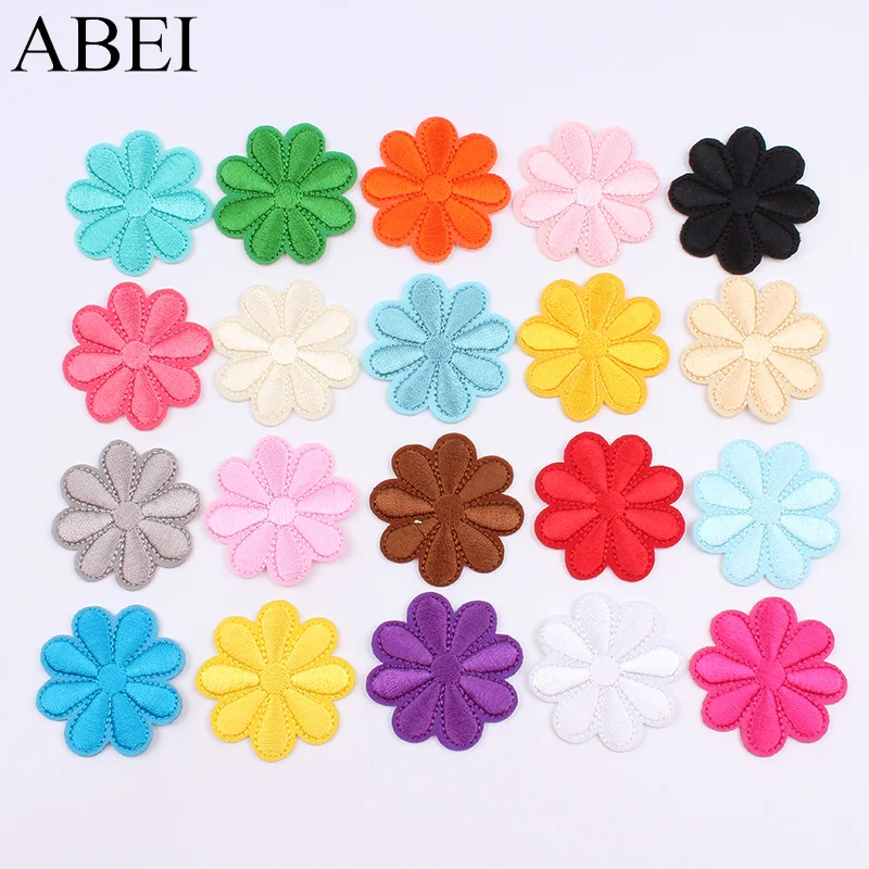 

1PC 4cm Embroidered Flower Patch For Girl Dress Clothes T Shirt Pants Hats Decoration Sticker Iron On Fabric Appliques DIY Badge