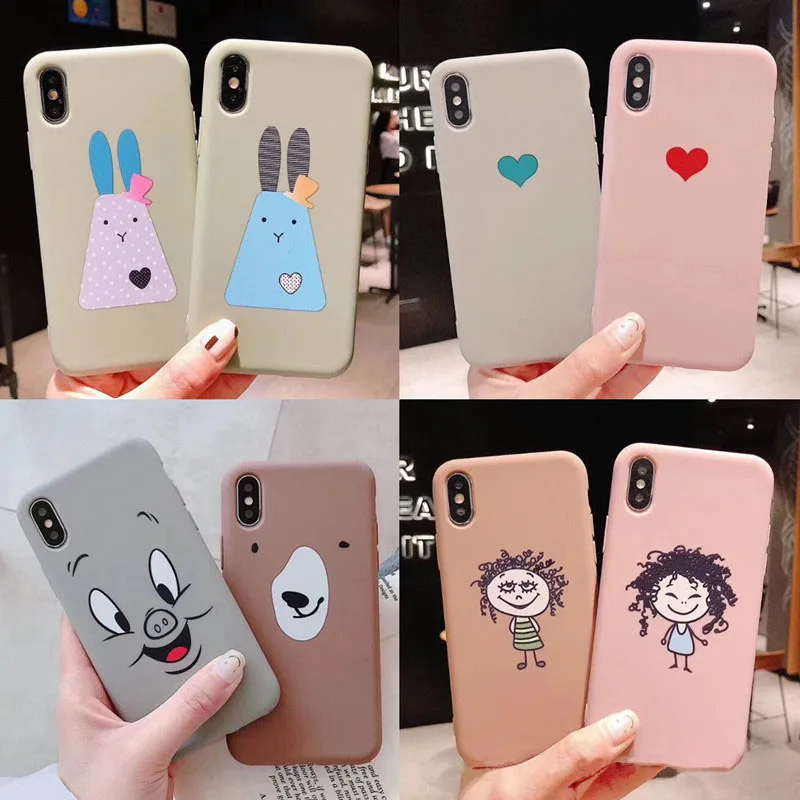

Cute Cartoon Pattern Print Phone Case for iPhone X 6 6s 7 8 Plus XR XS Max Heart Plants Fashion Soft TPU Rubber Silicon Cover